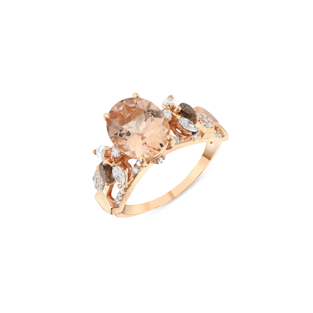 QUEEN BEE MAYA GOLD DIAMOND MORGANITE RING – Bee Goddess