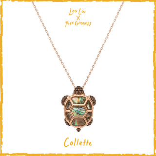LOULOU X BEE GODDESS KAPLUMBAĞA ALTIN KAHVERENGİ ELMAS KOLYE