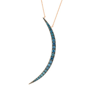 CRESCENT GOLD BLUE DIAMOND NECKLACE