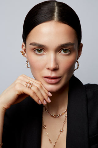 WHEAT GOLD DIAMOND CITRINE EAR CUFF