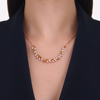 WHEAT GOLD DIAMOND CITRINE NECKLACE