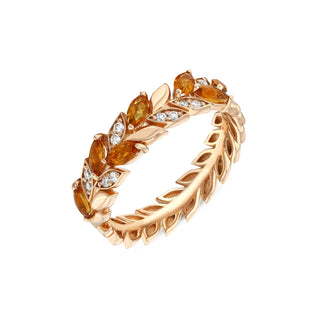 APPLE SEED CITRINE GOLD DIAMOND RING