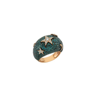 SIRIUS STAR 18K GOLD BLUE DIAMOND RING