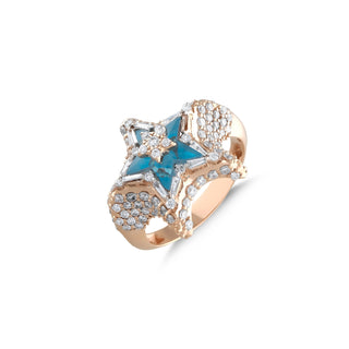 SIRIUS STAR BLUE TOPAZ FULL DIAMOND RING