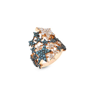 SIRIUS STAR GOLD BLUE DIAMOND PINKY RING