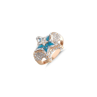 SIRIUS STAR BLUE TOPAZ DIAMOND RING
