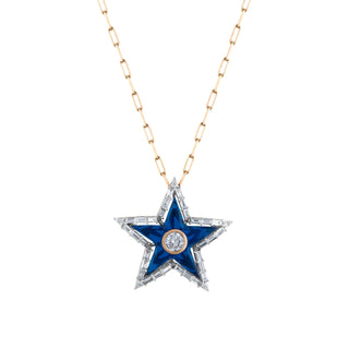 SIRIUS STAR SAPPHIRE BAGUETTE DIAMOND CHAIN NECKLACE