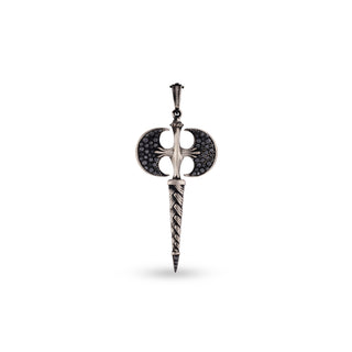 AXE SILVER BLACK DIAMOND STATEMENT PENDANT