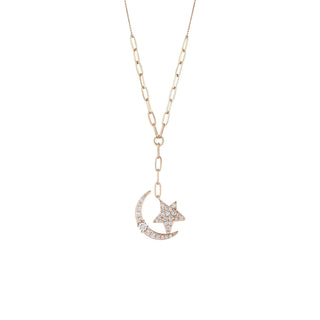 THE MOON AND STAR GOLD DIAMOND NECKLACE | CBESLIYAYXLPKZGKL-GOLD