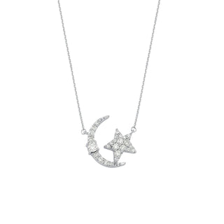THE MOON AND THE STAR GOLD DIAMOND NECKLACE | CBESLIYMAYPGKL-GOLD