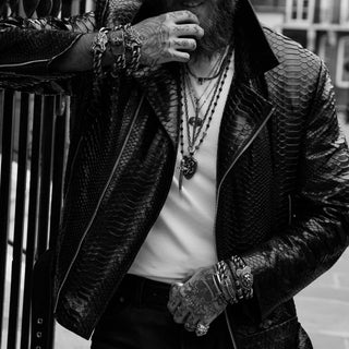 LION GOLD BLACK DIAMOND RUBY CHAIN BRACELET