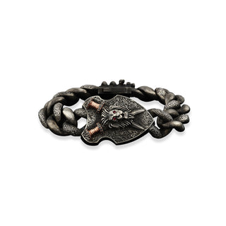 LION GOLD BLACK DIAMOND RUBY CHAIN BRACELET