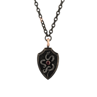 KUNDALINI GOLD & SILVER BLACK DIAMOND RUBY PENDANT