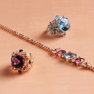 QUEEN BEE ARINNA GOLD DIAMOND AMETHYST RING