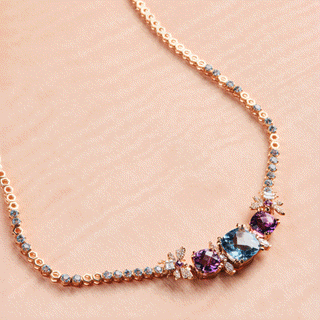 QUEEN BEE ARINNA GOLD DIAMOND BLUE TOPAZ CHOKER