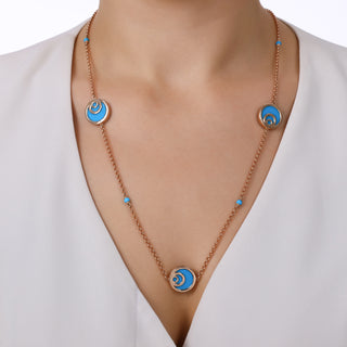 CINTEMANI TURQUOISE ENAMEL GOLD NECKLACE