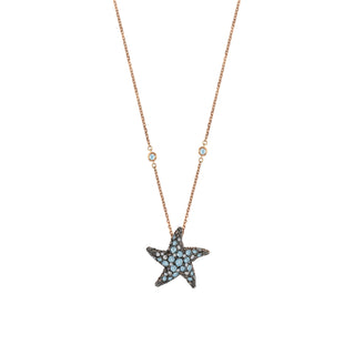 STARFISH GOLD DIAMOND BLUE TOPAZ NECKLACE