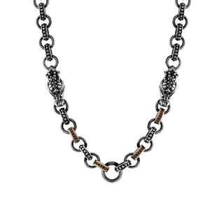 DRAGON GOLD & SILVER BLACK DIAMOND NECKLACE