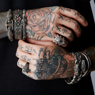 DRAGON GOLD BLACK DIAMOND RUBY BANGLE BRACELET