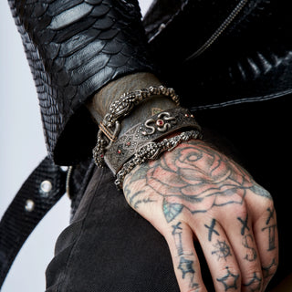 KUNDALINI GOLD & SILVER BLACK DIAMOND RUBY BRACELET