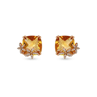APPLE SEED TARA GOLD DIAMOND CITRINE EARRINGS