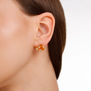 APPLE SEED TARA GOLD DIAMOND CITRINE EARRINGS