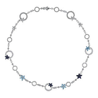 APPLE SEED 18K GOLD DIAMOND BLUE TOPAZ CHOKER
