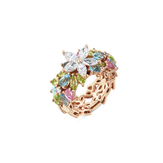 APPLE SEED 18K GOLD DIAMOND PERIDOT RING