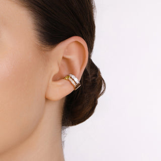 APPLE SEED GOLD BAGUETTE DIAMOND PERIDOT EAR CUFF