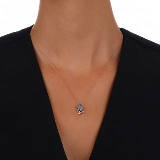 APPLE SEED BLUE TOPAZ GOLD DIAMOND NECKLACE