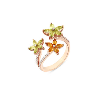 APPLE SEED GOLD DIAMOND PERIDOT RING