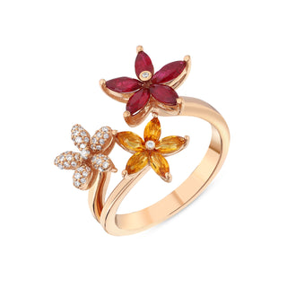 APPLE SEED RUBY GOLD DIAMOND RING