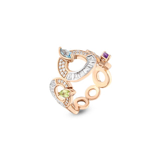 APPLE SEED POMANO GOLD DIAMOND PERIDOT AMETHYST RING