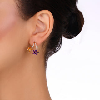 APPLE SEED GOLD DIAMOND AMETHYST EARRING