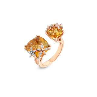 APPLE SEED TARA GOLD DIAMOND CITRINE RING