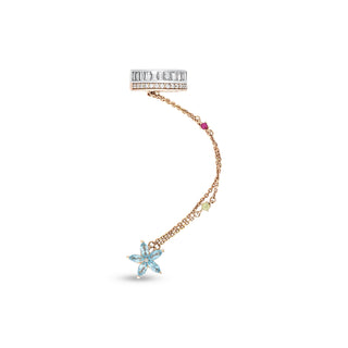APPLE SEED POMANO	 BAGUETTE DIAMOND BLUE TOPAZ CHAIN EARRING