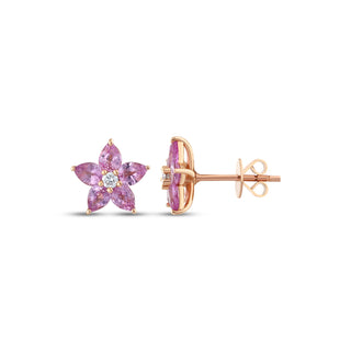 APPLE SEED GOLD PINK SAPPHIRE DIAMOND SINGLE EARRING