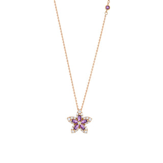 APPLE SEED POMANO GOLD DIAMOND AMETHYST NECKLACE
