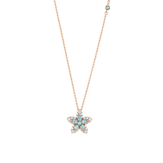 APPLE SEED POMANO GOLD DIAMOND BLUE TOPAZ NECKLACE