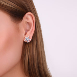 APPLE SEED POMANO GOLD DIAMOND BLUE TOPAZ SINGLE EARRING