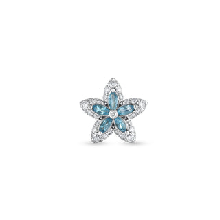 APPLE SEED POMANO GOLD DIAMOND BLUE TOPAZ SINGLE EARRING