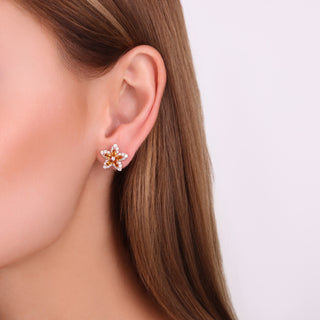 APPLE SEED POMANO GOLD DIAMOND CITRINE SINGLE EARRING