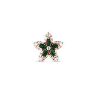 APPLE SEED POMANO GOLD DIAMOND EMERALD SINGLE EARRING