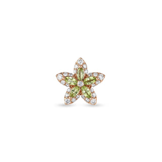 APPLE SEED POMANO GOLD DIAMOND PERIDOT SINGLE EARRING