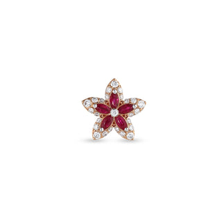 APPLE SEED POMANO GOLD DIAMOND RUBY SINGLE EARRING