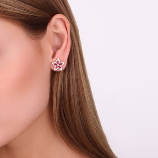 APPLE SEED POMANO GOLD DIAMOND RUBY SINGLE EARRING