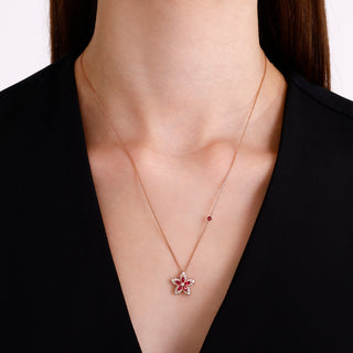 APPLE SEED POMANO GOLD DIAMOND RUBY NECKLACE