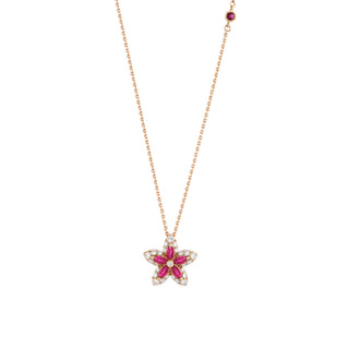 APPLE SEED POMANO GOLD DIAMOND RUBY NECKLACE