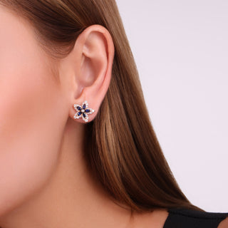 APPLE SEED POMANO GOLD DIAMOND SAPPHIRE SINGLE EARRING