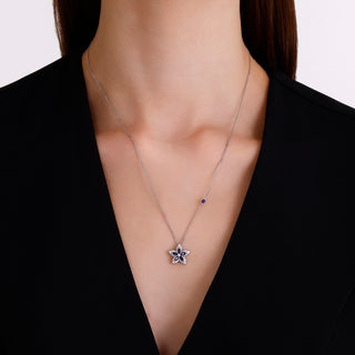 APPLE SEED POMANO GOLD DIAMOND SAPPHIRE NECKLACE